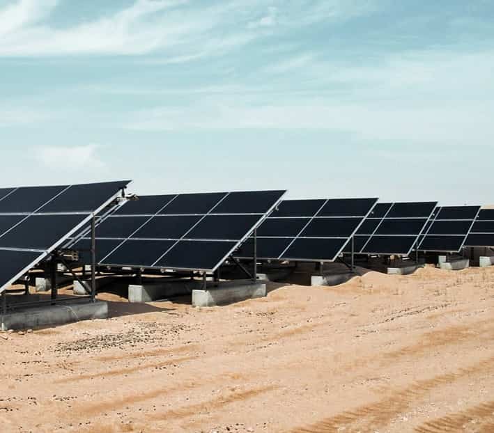 Hitachi solar-powered desalination plants provide fresh water in the remote Abu Dhabi desert regions